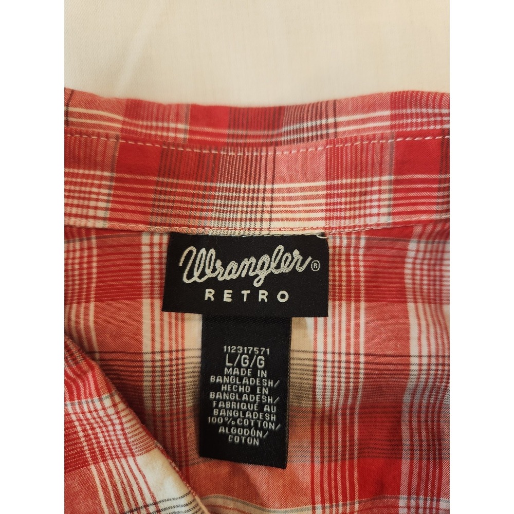 Wrangler Retro Women's Red Flannel Pearl Snap Button Sleeveless Shirt Size L - Picture 8 of 9